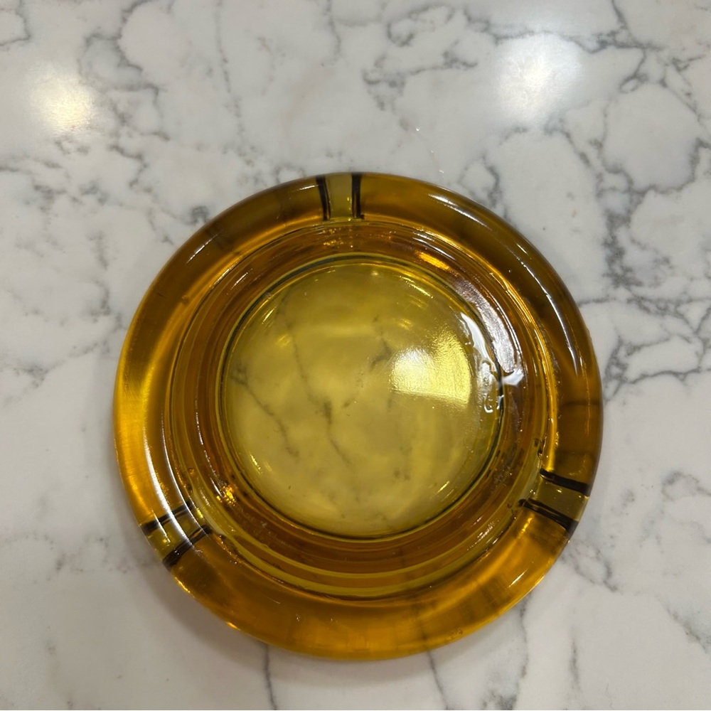 Vintage Amber Glass Ashtray - Picture 3 of 4